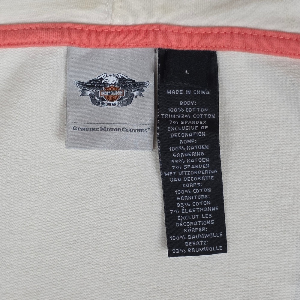 VTG Harley Davidson Genuine Full Zip Hoodie Womens L Winged Heart Cotton - Picture 3 of 9